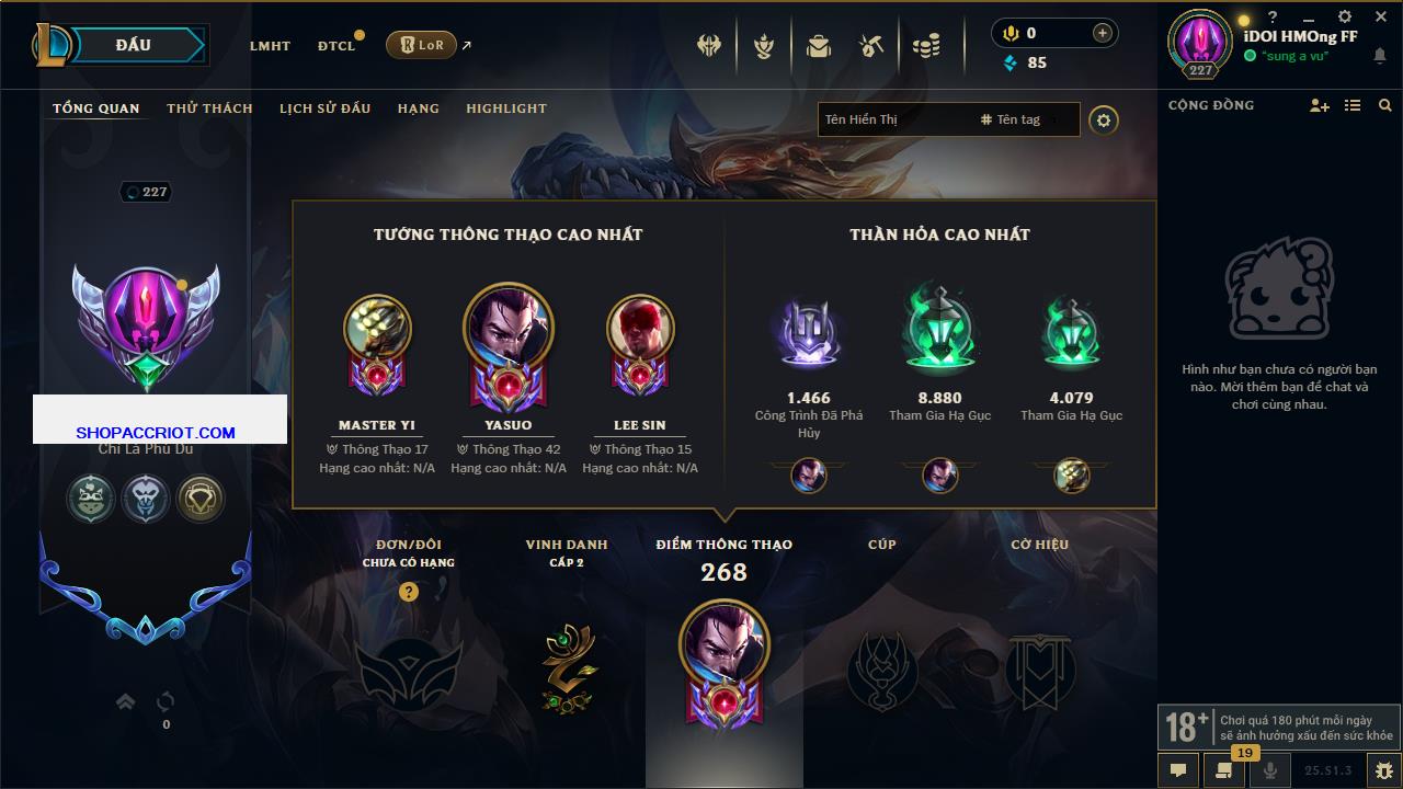 Acc Liên Minh Huyền Thoại/Đấu Trường Chân lý mã số 6549