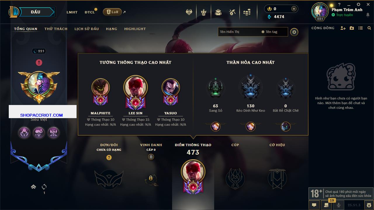 Acc Liên Minh Huyền Thoại/Đấu Trường Chân lý mã số 6550