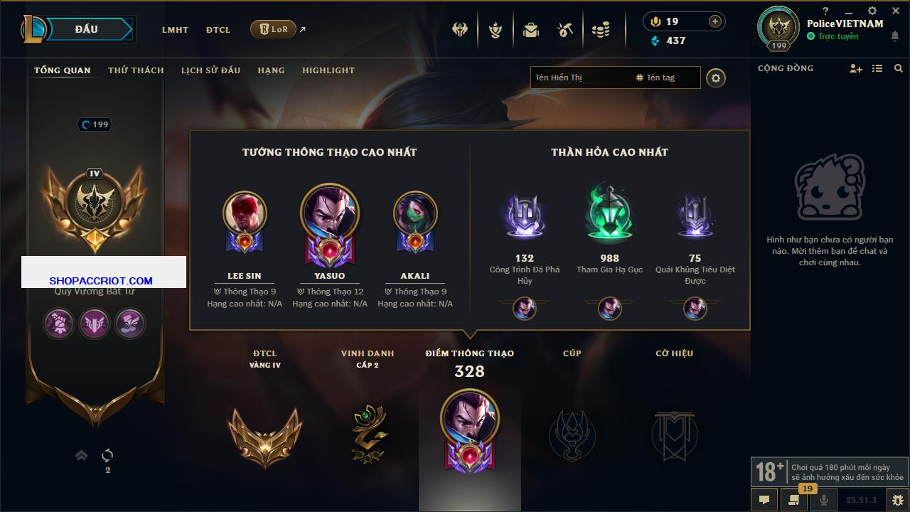 Acc Liên Minh Huyền Thoại/Đấu Trường Chân lý mã số 6552