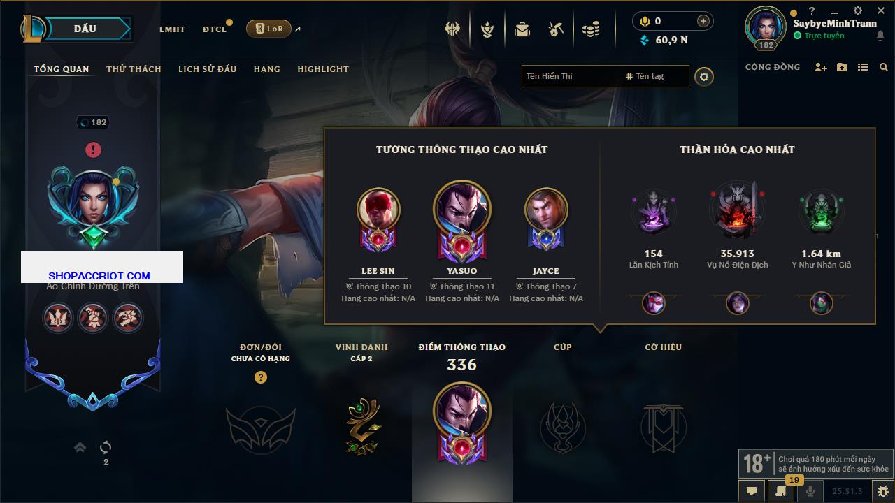 Acc Liên Minh Huyền Thoại/Đấu Trường Chân lý mã số 6553