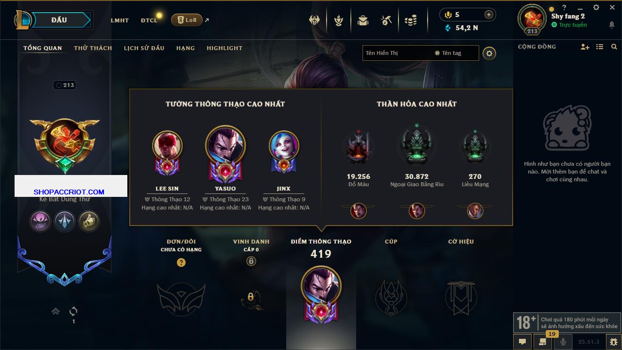 Acc Liên Minh Huyền Thoại/Đấu Trường Chân lý mã số 6573