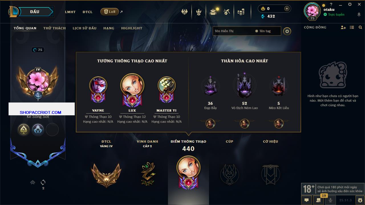 Acc Liên Minh Huyền Thoại/Đấu Trường Chân lý mã số 6576