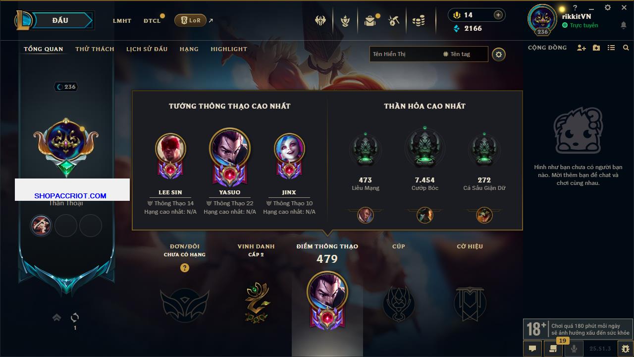 Acc Liên Minh Huyền Thoại/Đấu Trường Chân lý mã số 6577