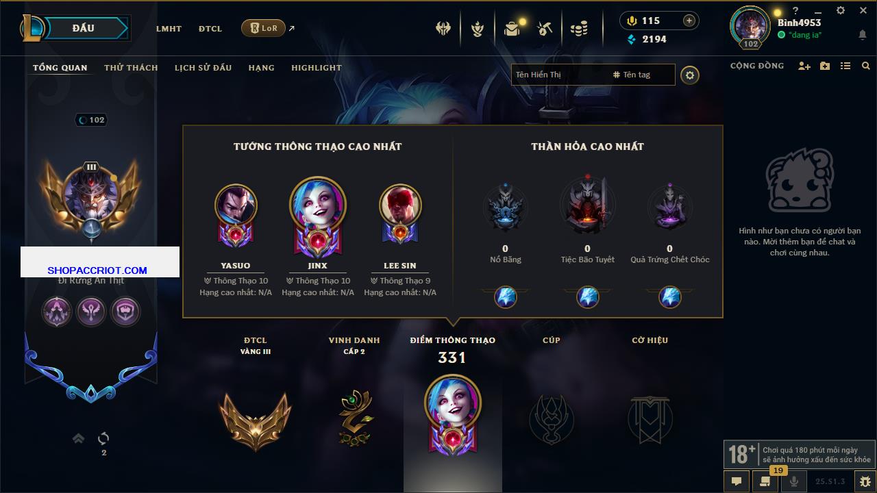 Acc Liên Minh Huyền Thoại/Đấu Trường Chân lý mã số 6578