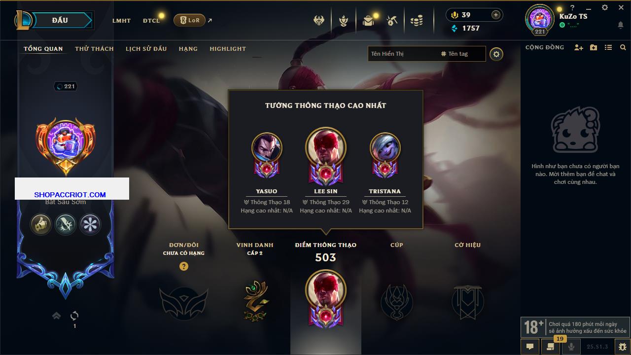 Acc Liên Minh Huyền Thoại/Đấu Trường Chân lý mã số 6580