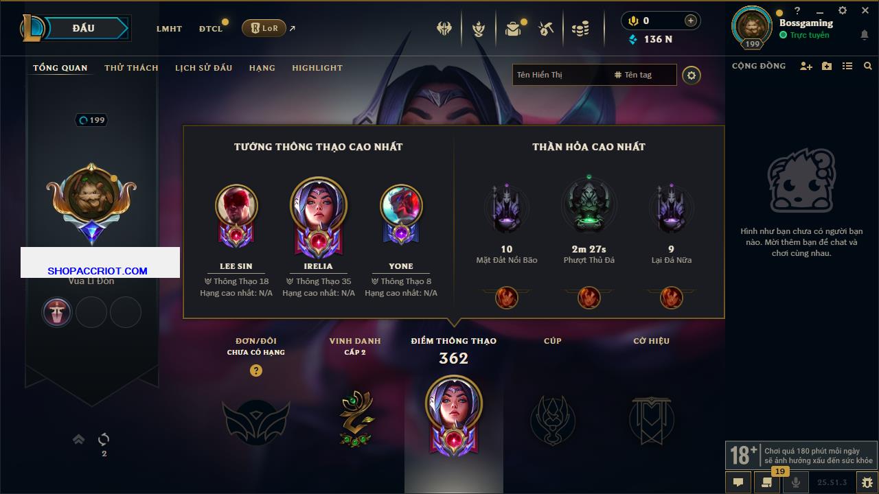 Acc Liên Minh Huyền Thoại/Đấu Trường Chân lý mã số 6581