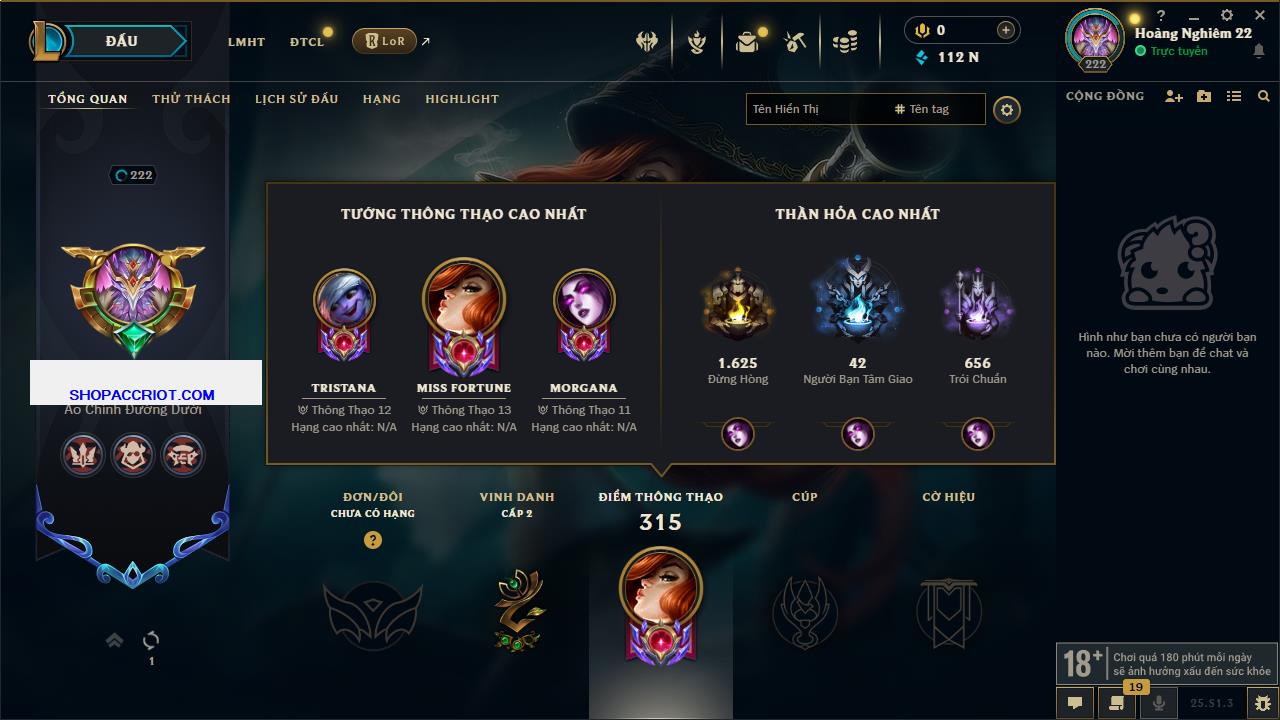 Acc Liên Minh Huyền Thoại/Đấu Trường Chân lý mã số 6596