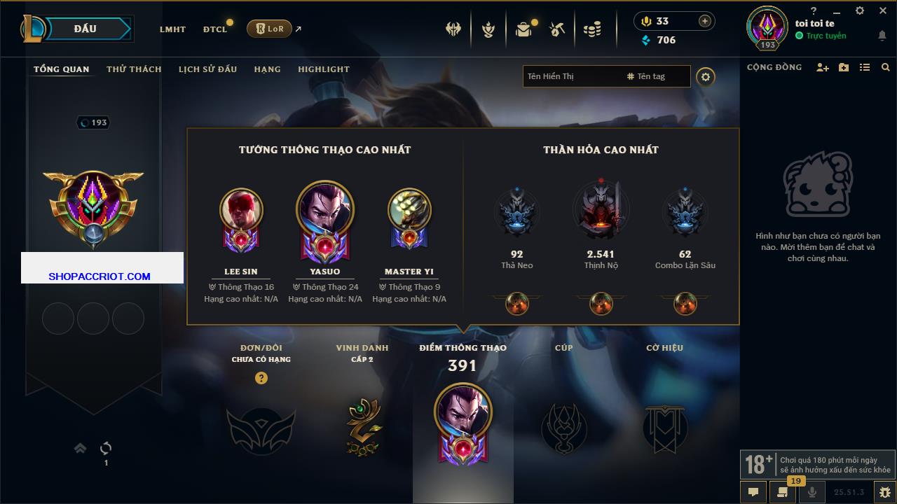 Acc Liên Minh Huyền Thoại/Đấu Trường Chân lý mã số 6602