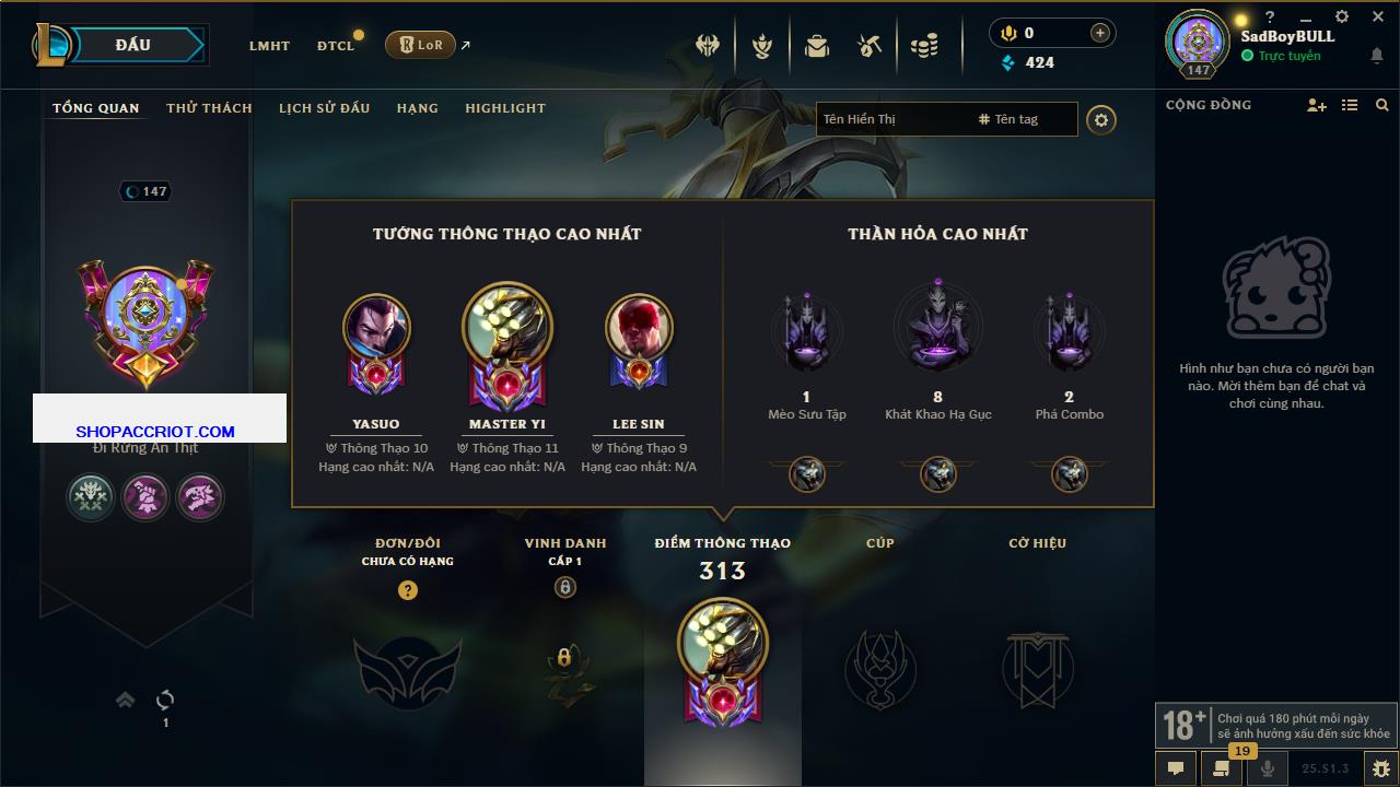 Acc Liên Minh Huyền Thoại/Đấu Trường Chân lý mã số 6603