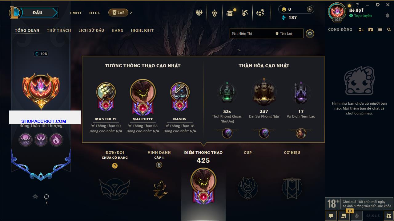 Acc Liên Minh Huyền Thoại/Đấu Trường Chân lý mã số 6664