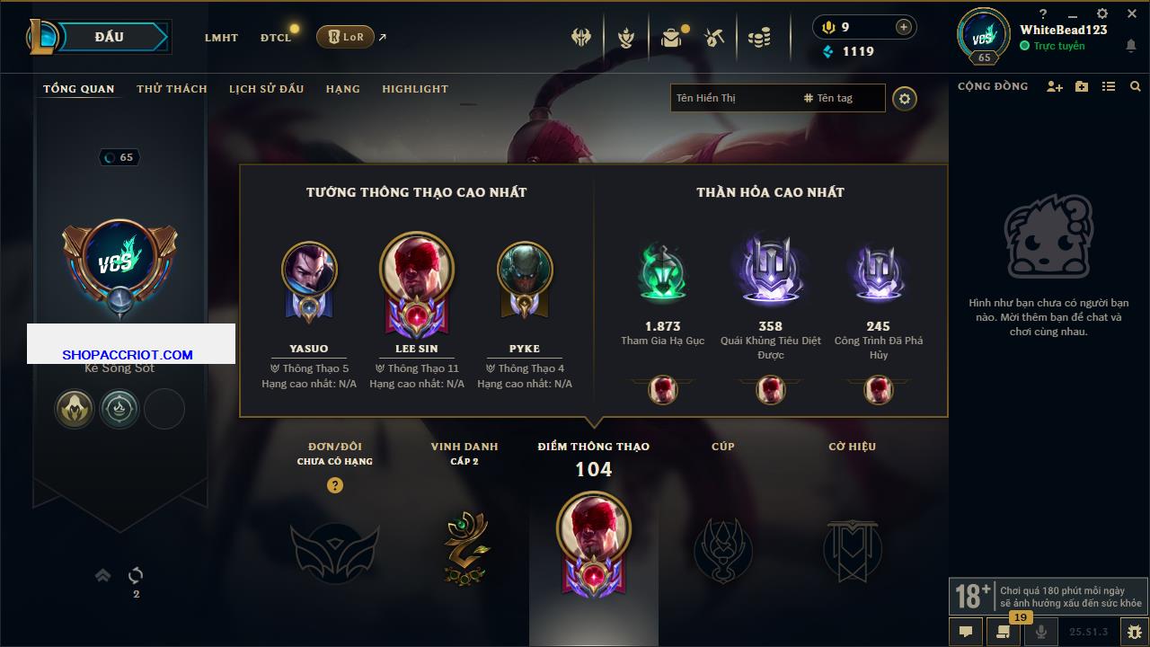 Acc Liên Minh Huyền Thoại/Đấu Trường Chân lý mã số 6682