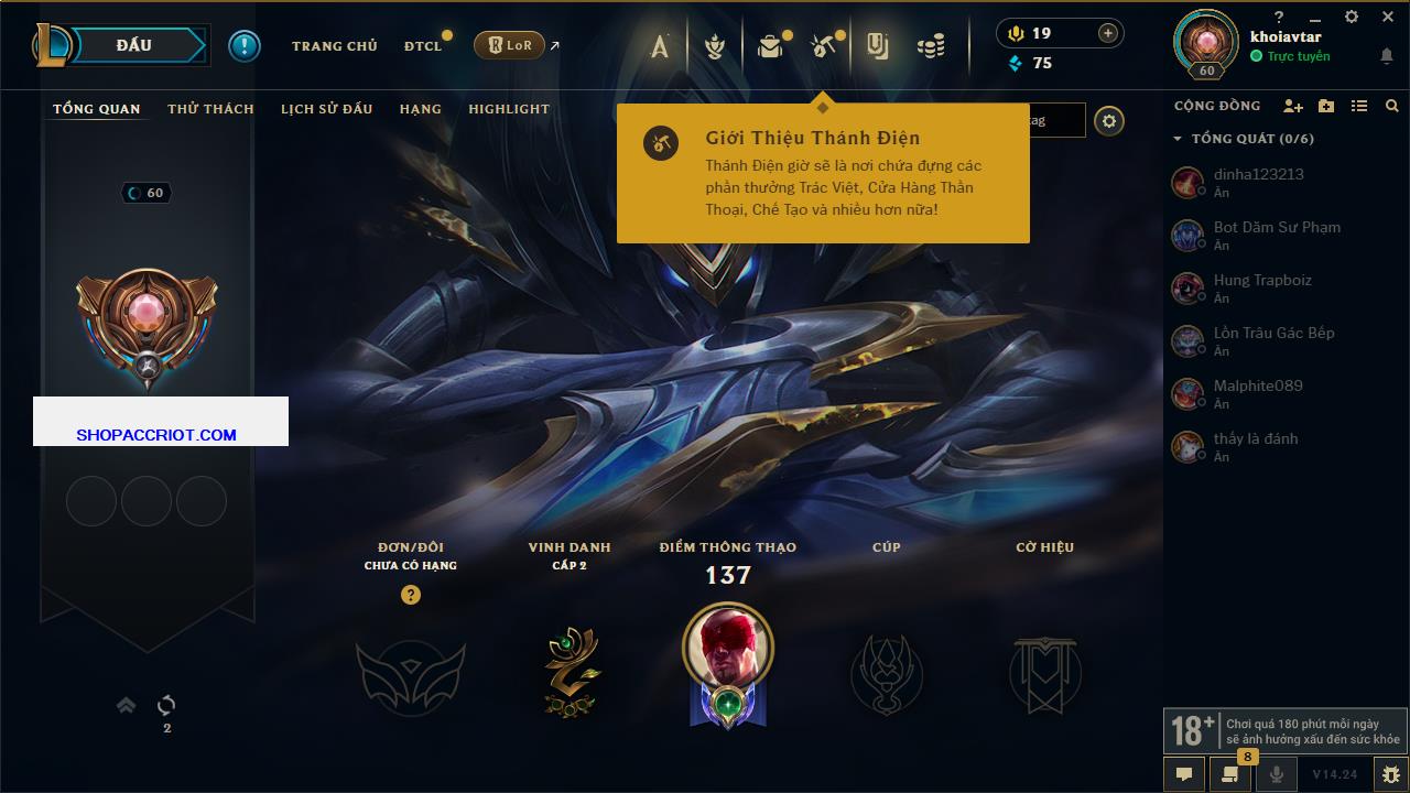 Acc Liên Minh Huyền Thoại/Đấu Trường Chân lý mã số 6745