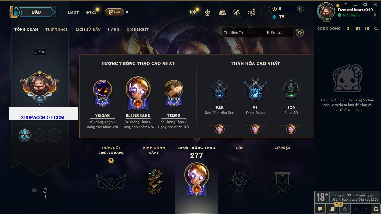 Acc Liên Minh Huyền Thoại/Đấu Trường Chân lý mã số 6785