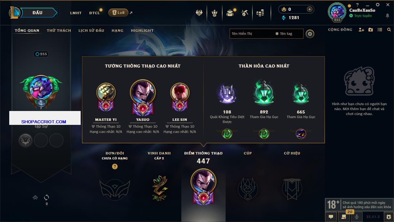 Acc Liên Minh Huyền Thoại/Đấu Trường Chân lý mã số 6796