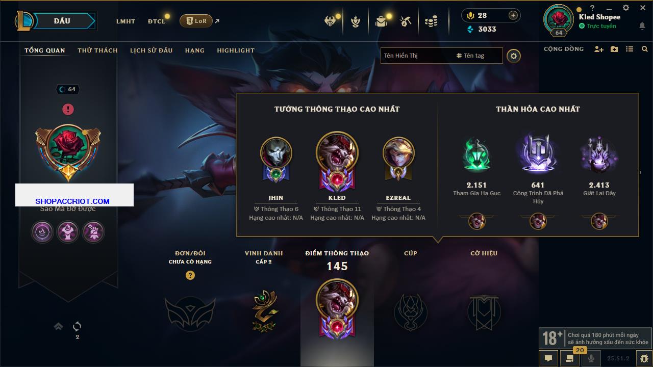 Acc Liên Minh Huyền Thoại/Đấu Trường Chân lý mã số 6798