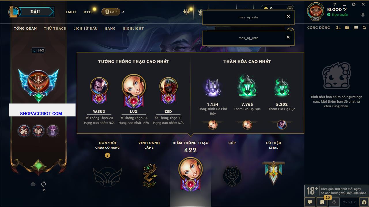 Acc Liên Minh Huyền Thoại/Đấu Trường Chân lý mã số 6799