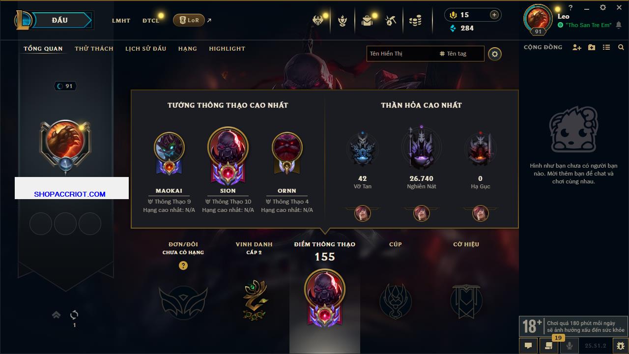 Acc Liên Minh Huyền Thoại/Đấu Trường Chân lý mã số 6800