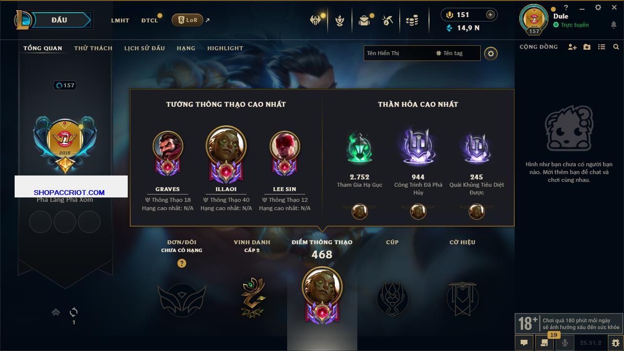 Acc Liên Minh Huyền Thoại/Đấu Trường Chân lý mã số 6807