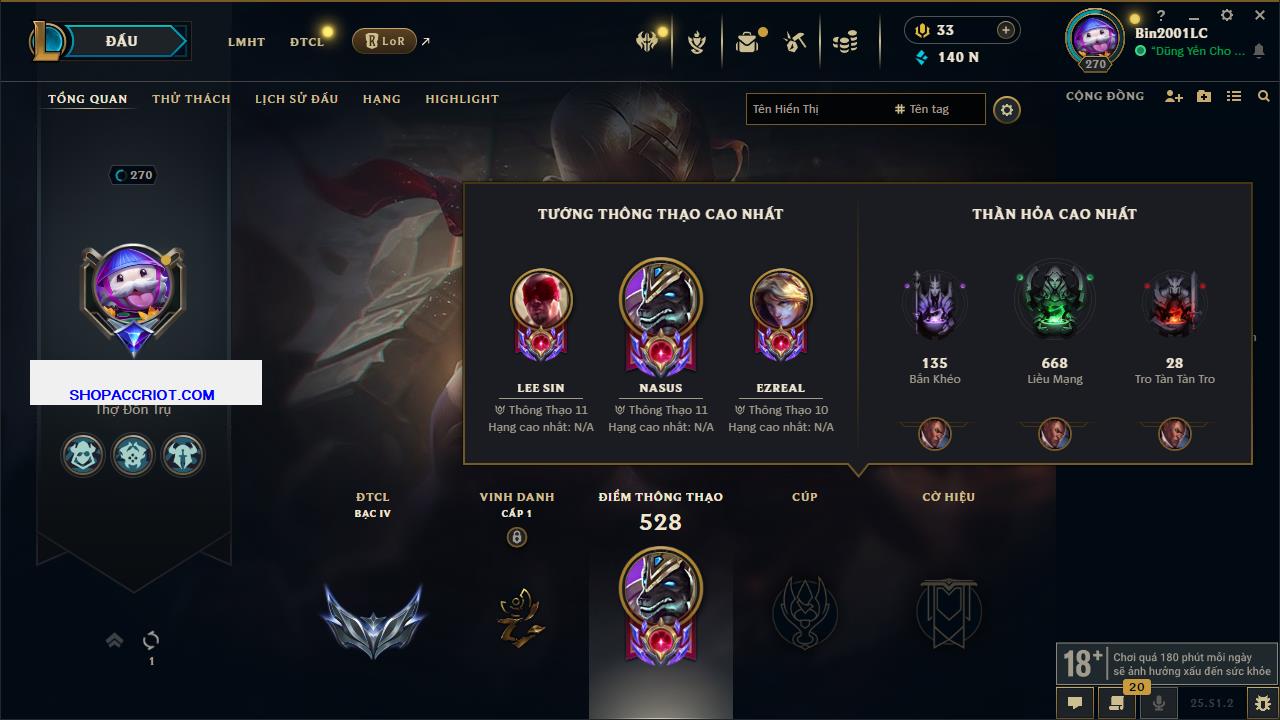 Acc Liên Minh Huyền Thoại/Đấu Trường Chân lý mã số 6817