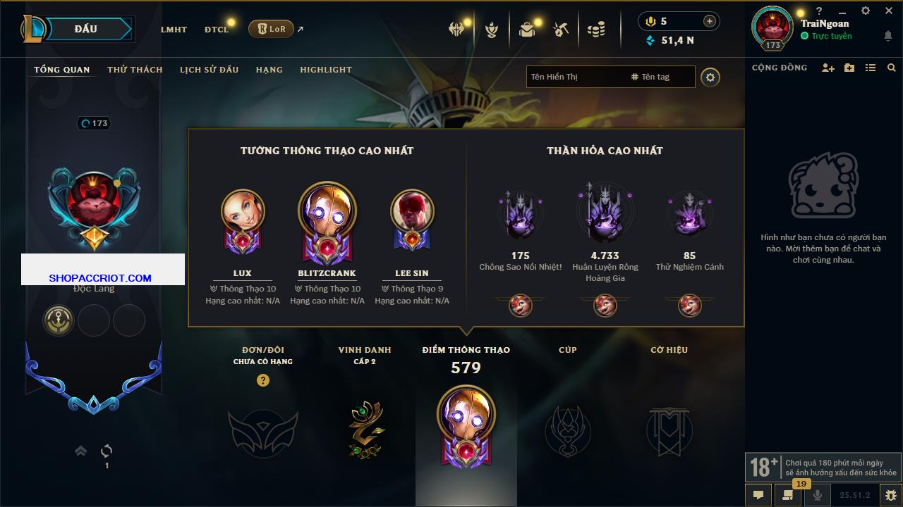 Acc Liên Minh Huyền Thoại/Đấu Trường Chân lý mã số 6818