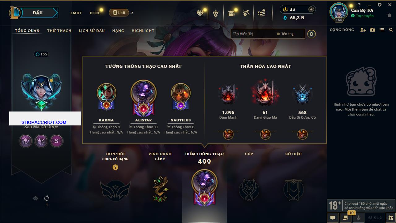 Acc Liên Minh Huyền Thoại/Đấu Trường Chân lý mã số 6822