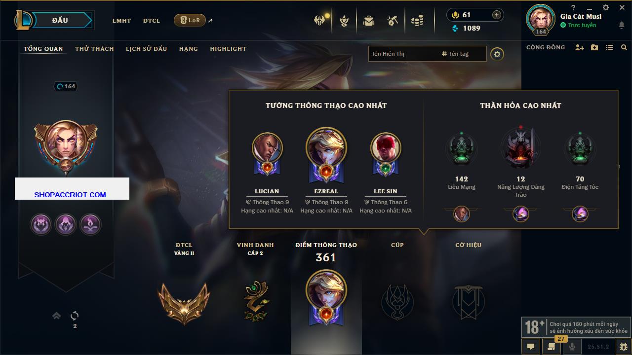 Acc Liên Minh Huyền Thoại/Đấu Trường Chân lý mã số 6824