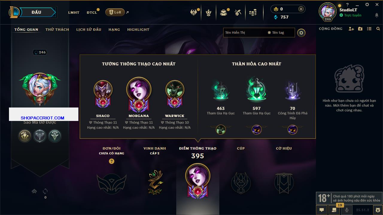 Acc Liên Minh Huyền Thoại/Đấu Trường Chân lý mã số 6826