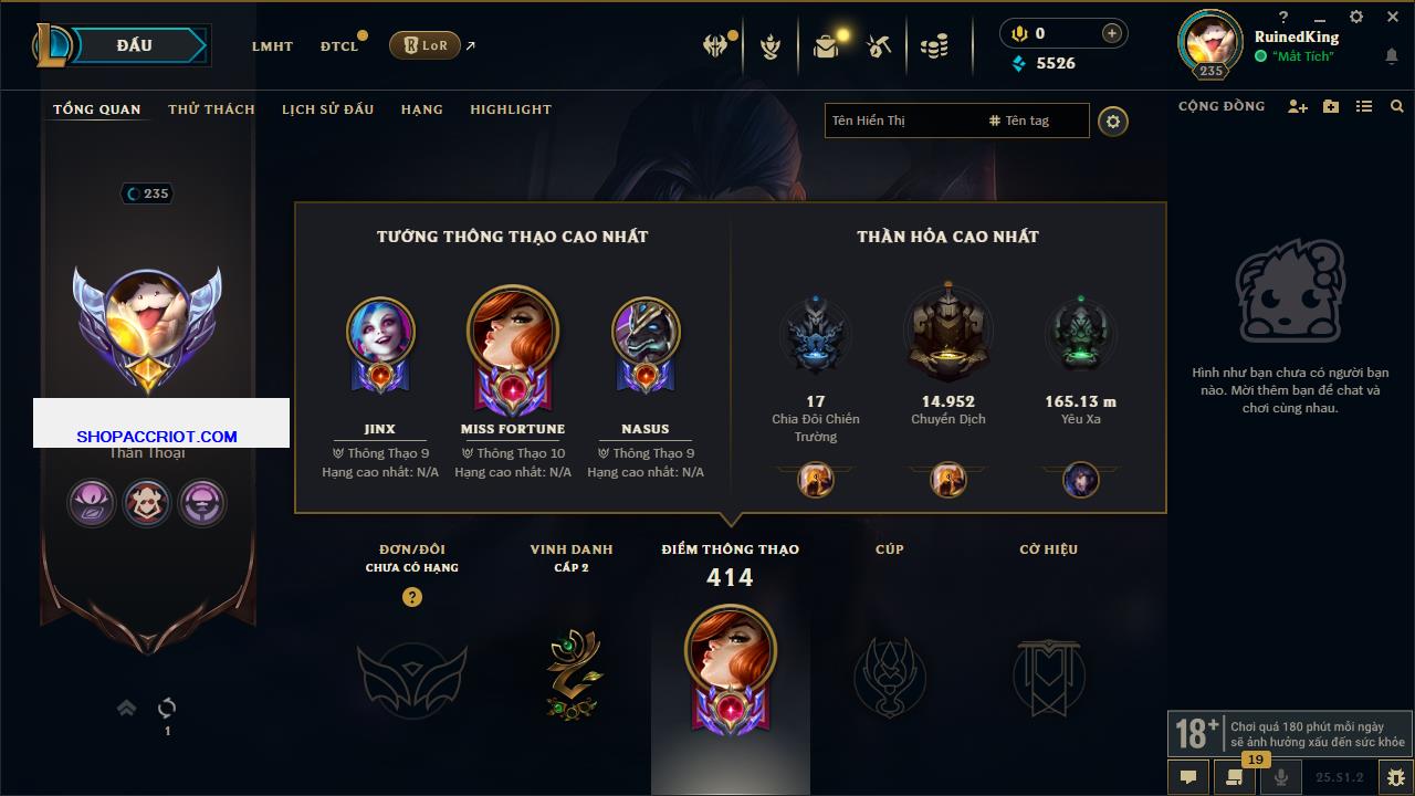 Acc Liên Minh Huyền Thoại/Đấu Trường Chân lý mã số 6827