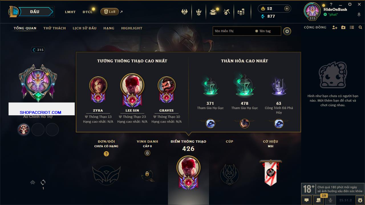 Acc Liên Minh Huyền Thoại/Đấu Trường Chân lý mã số 6831