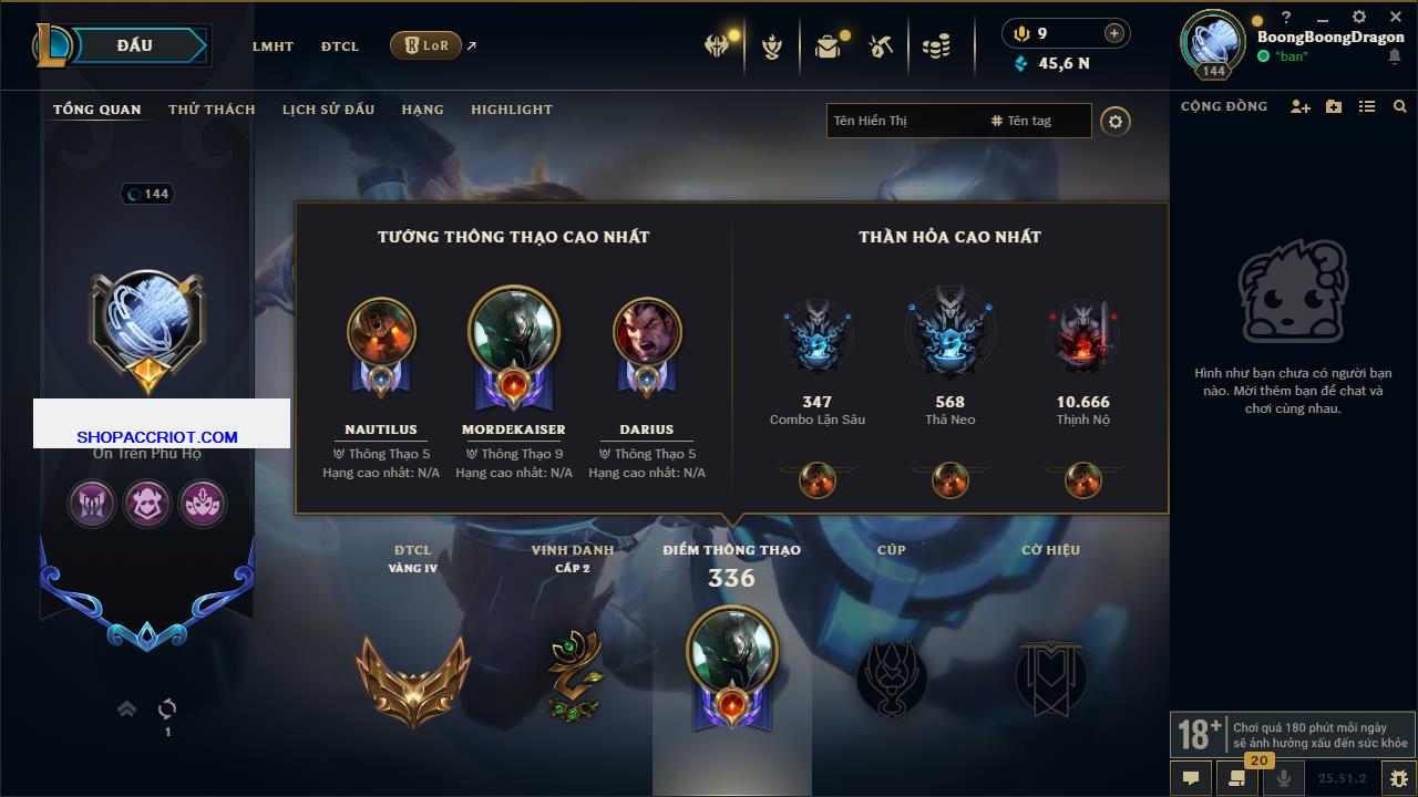 Acc Liên Minh Huyền Thoại/Đấu Trường Chân lý mã số 6839