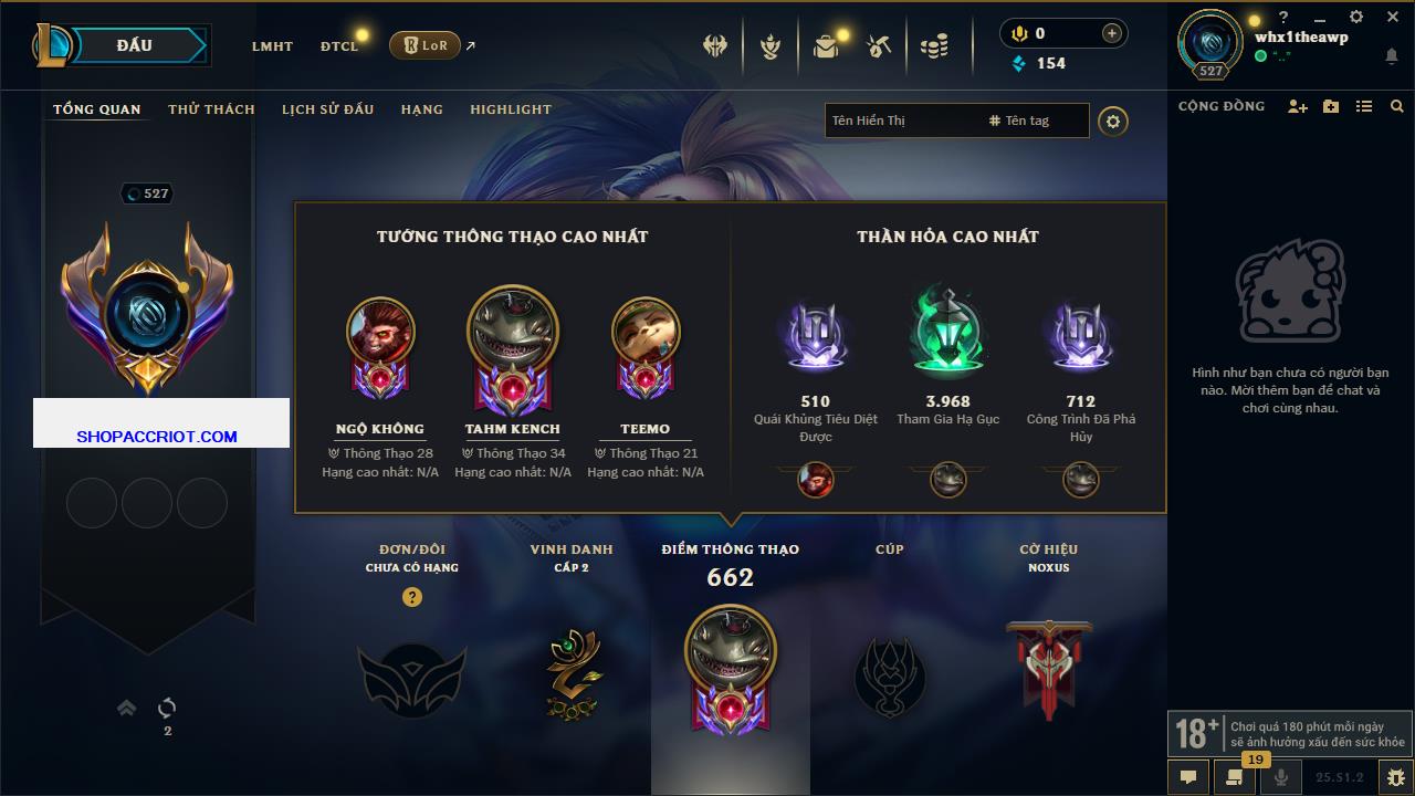 Acc Liên Minh Huyền Thoại/Đấu Trường Chân lý mã số 6840