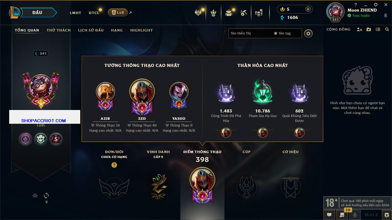 Acc Liên Minh Huyền Thoại/Đấu Trường Chân lý mã số 6842