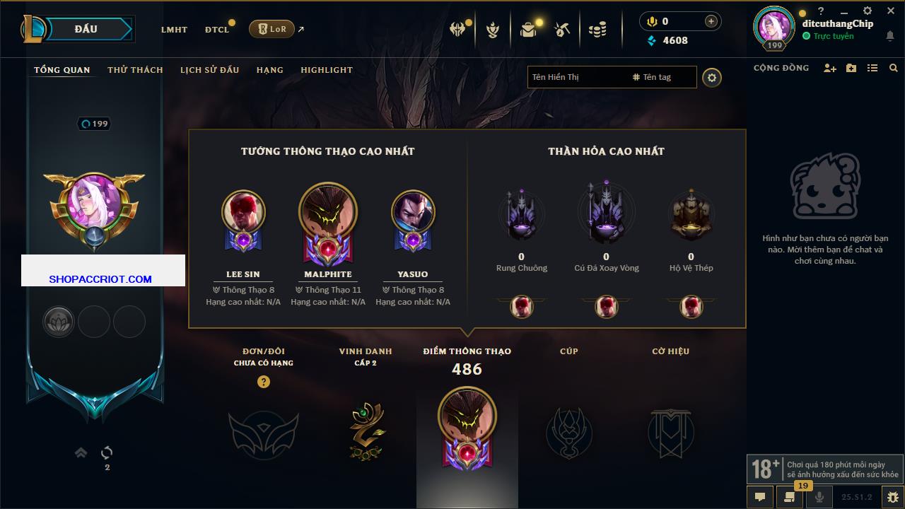 Acc Liên Minh Huyền Thoại/Đấu Trường Chân lý mã số 6844