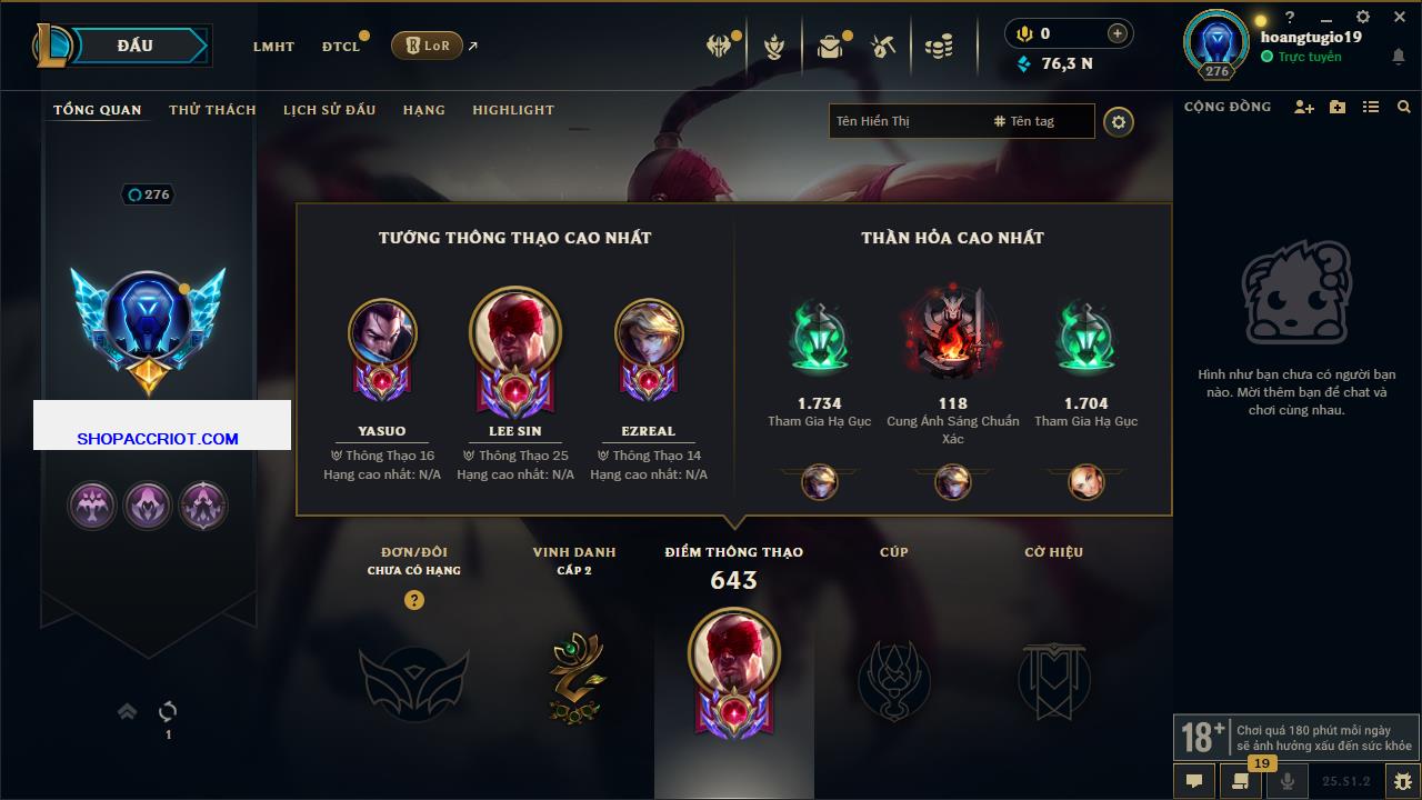 Acc Liên Minh Huyền Thoại/Đấu Trường Chân lý mã số 6846