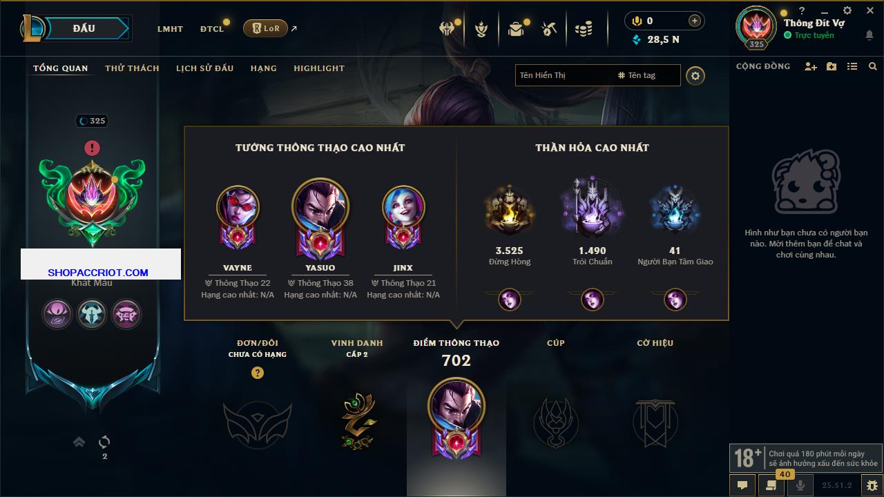 Acc Liên Minh Huyền Thoại/Đấu Trường Chân lý mã số 6850