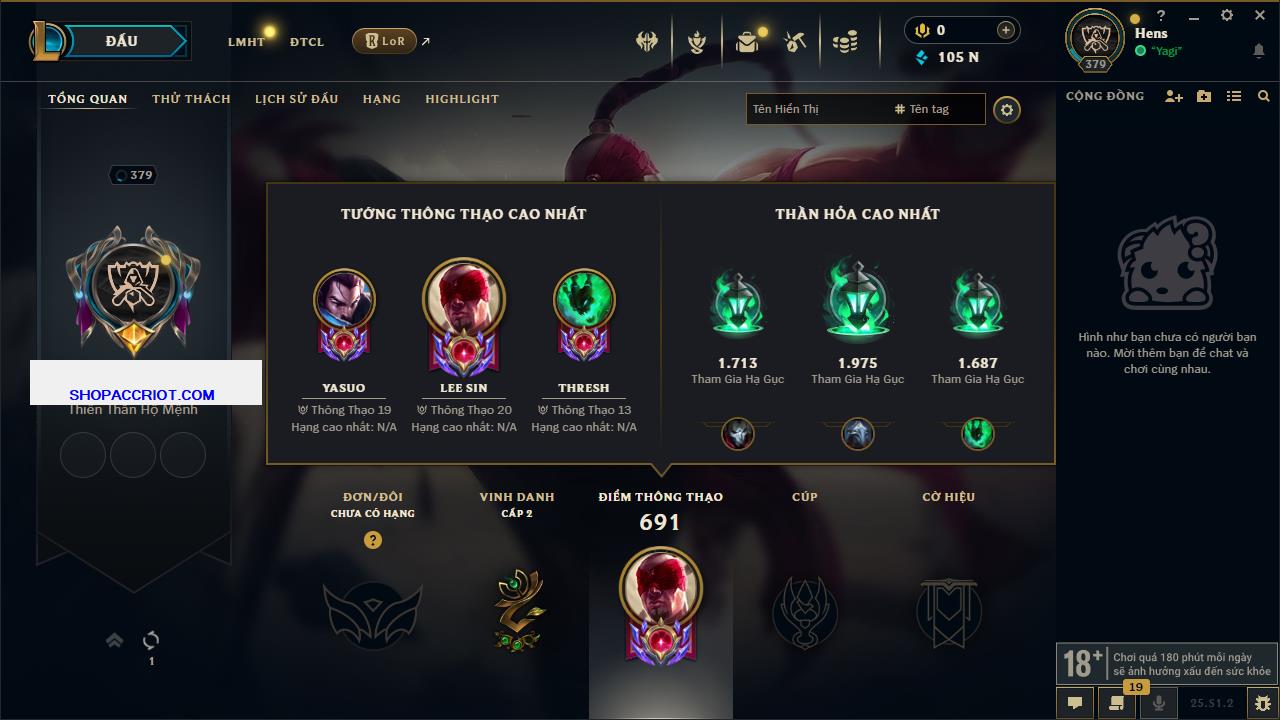 Acc Liên Minh Huyền Thoại/Đấu Trường Chân lý mã số 6861