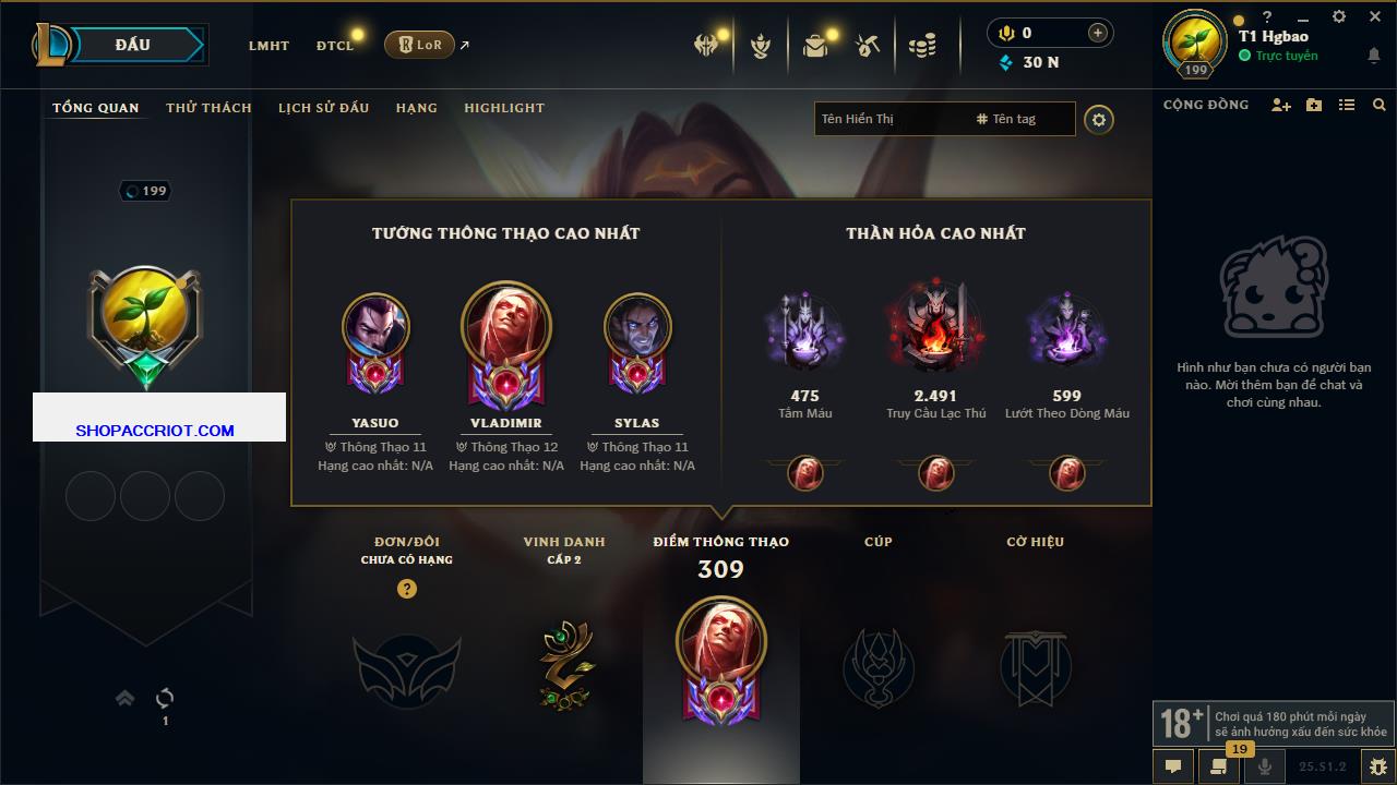 Acc Liên Minh Huyền Thoại/Đấu Trường Chân lý mã số 6862