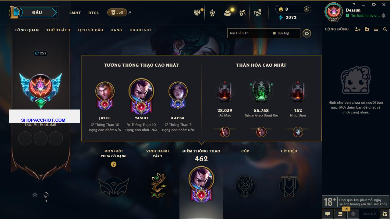 Acc Liên Minh Huyền Thoại/Đấu Trường Chân lý mã số 6864