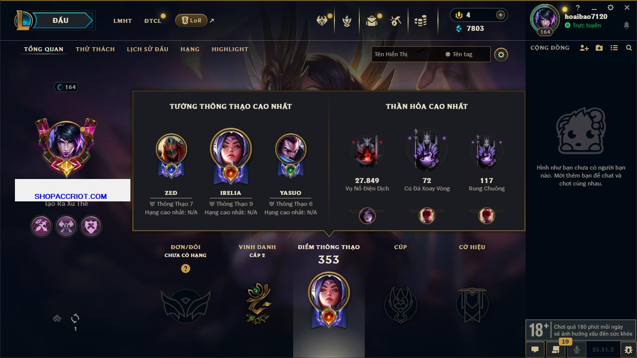 Acc Liên Minh Huyền Thoại/Đấu Trường Chân lý mã số 6866