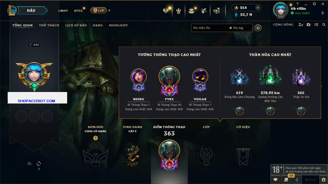 Acc Liên Minh Huyền Thoại/Đấu Trường Chân lý mã số 6867