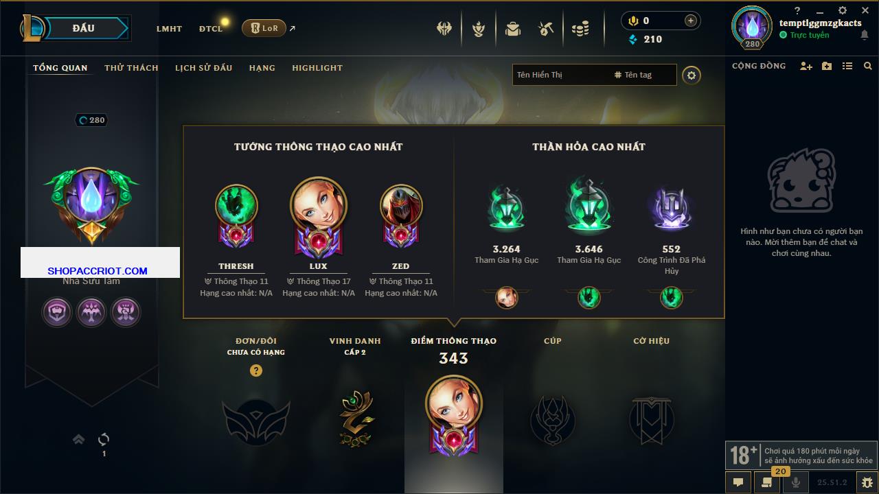 Acc Liên Minh Huyền Thoại/Đấu Trường Chân lý mã số 6868