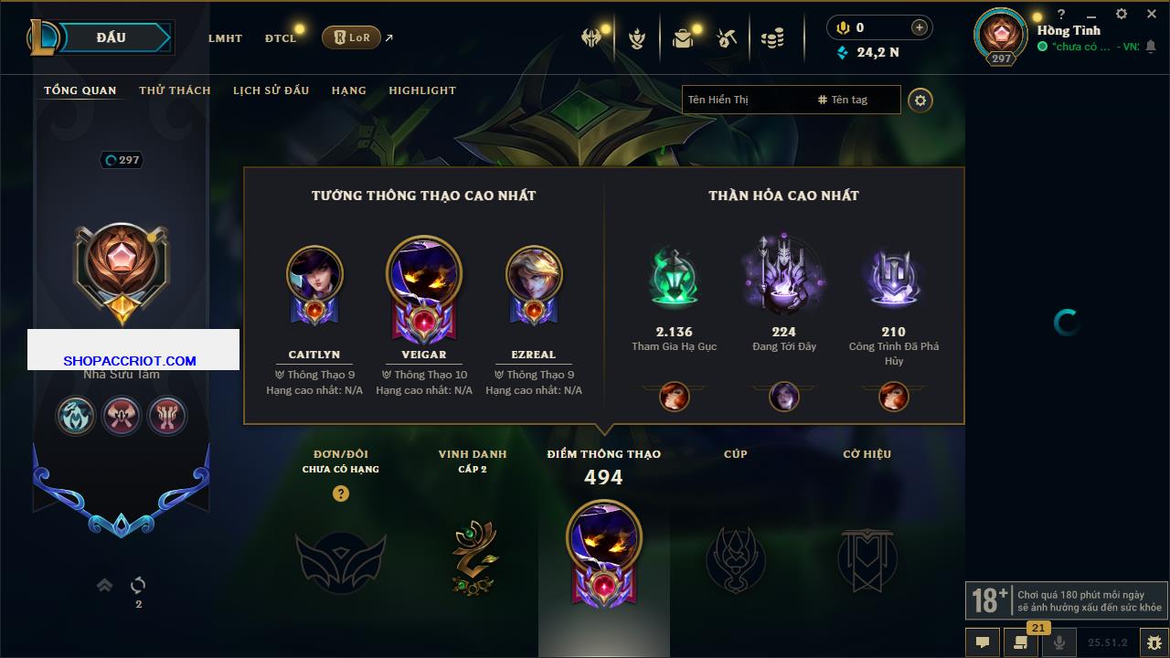 Acc Liên Minh Huyền Thoại/Đấu Trường Chân lý mã số 6870