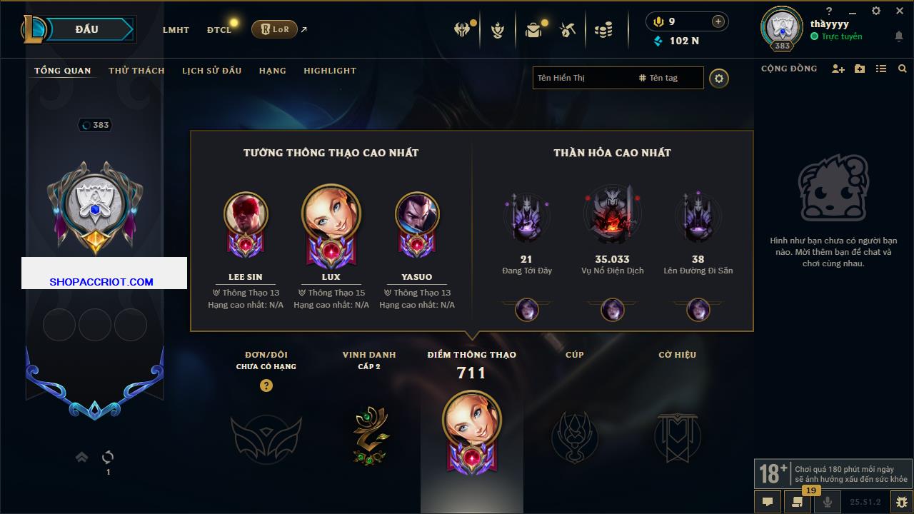 Acc Liên Minh Huyền Thoại/Đấu Trường Chân lý mã số 6871