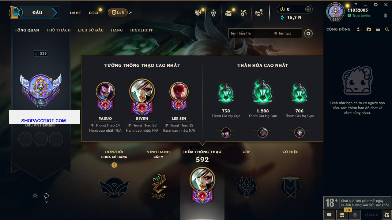 Acc Liên Minh Huyền Thoại/Đấu Trường Chân lý mã số 6872