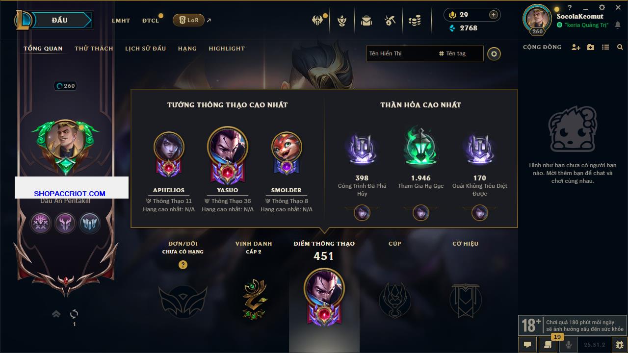 Acc Liên Minh Huyền Thoại/Đấu Trường Chân lý mã số 6873