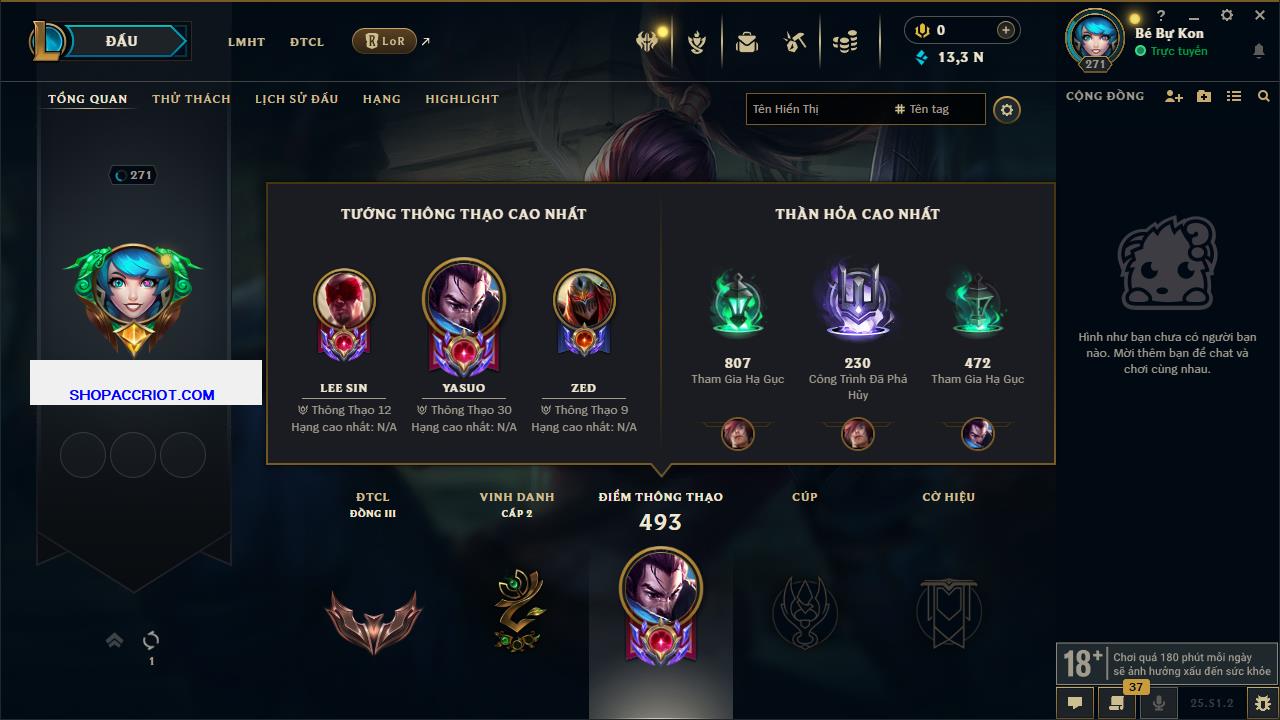 Acc Liên Minh Huyền Thoại/Đấu Trường Chân lý mã số 6880