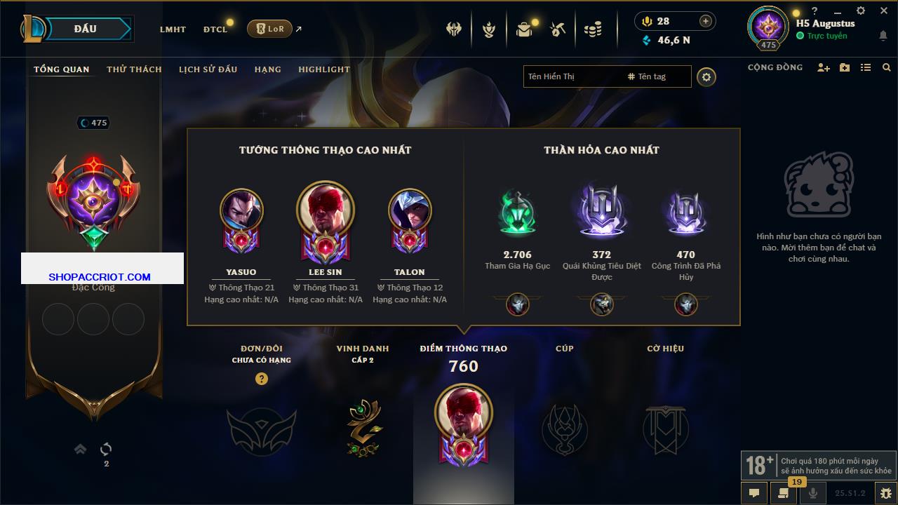 Acc Liên Minh Huyền Thoại/Đấu Trường Chân lý mã số 6882