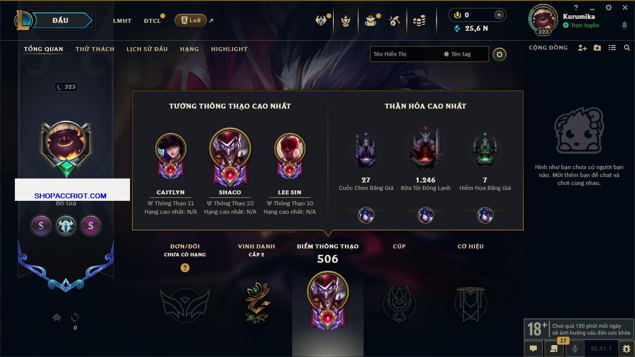 Acc Liên Minh Huyền Thoại/Đấu Trường Chân lý mã số 6884