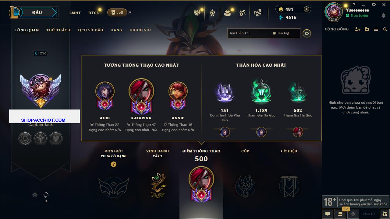 Acc Liên Minh Huyền Thoại/Đấu Trường Chân lý mã số 6894