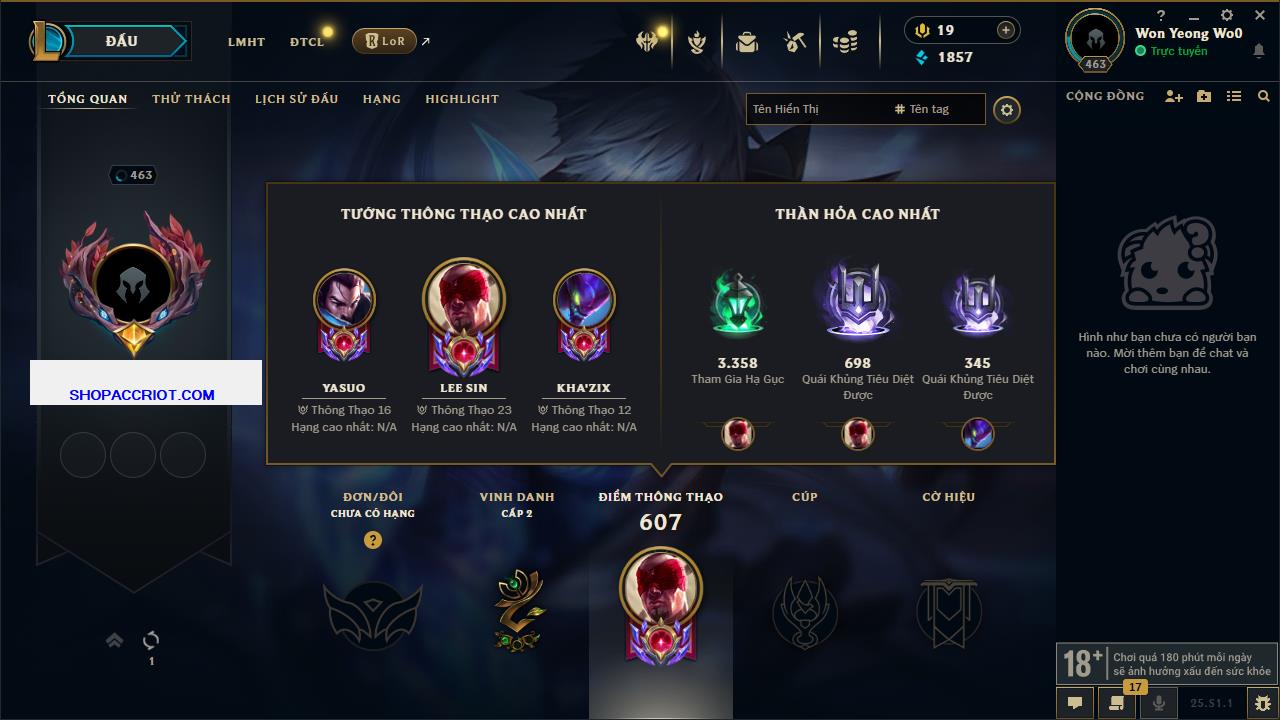 Acc Liên Minh Huyền Thoại/Đấu Trường Chân lý mã số 6897